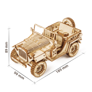 Maquette Bois Voiture Jeep de l'Armée 19cm Puzzle 3D de 369 pièces MC701 Rokr