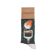 Chaussettes Homme Verte Oiseau Rouge-Gorge Hiver Bambou Taille unique 40-45 Wrendale