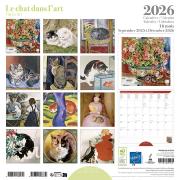 Calendrier mural 2026 Le Chat dans l'Art 12 illustrations 16 mois 30X30 cm Ed Desastre