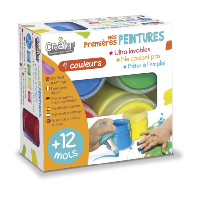 Mes premières peintures Ultra-lavables 4 Couleurs Pots 80 ml Crealign