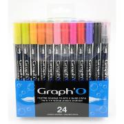 Feutres Graph'O 24 couleurs Double-pointe Pinceau et Fine