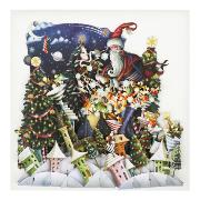 Carte Noël 3D Village du Père-Noël Santa's Village 16x16 Décor en relief avec enveloppe