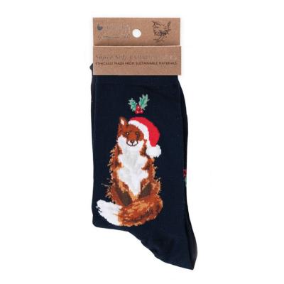 Chaussettes Femme Marine Renard Bonnet Noël Bambou Taille unique 37-42 Wrendale