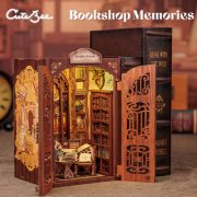 Kit Maquette Book Nook Bookshop Memories 11.5x17x9.5 cm Librairie 3D avec Vitre anti-poussière Cutebee