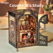 Kit Maquette Book Nook Count Cat's Study 17x12x10 cm Bureau 3D avec Vitre anti-poussière Cutebee