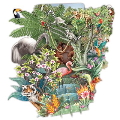 Carte 3D Animaux de la Jungle 16x16 Décor en relief avec enveloppe