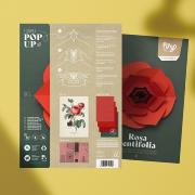 Kit Fleur Pop-up Rose Cent-feuille Rouge Papier prédécoupé A3 Plego