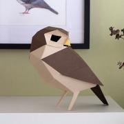 Kit de pliage Prédécoupé Chouette Chevêche 28 cm Oiseau en Papier 3D Plego