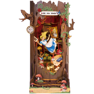 Kit Maquette Book Nook à fabriquer Alice au Pays des Merveilles 20x15x25cm TGB12 Serre-livres Alice 3D miniature Rolife