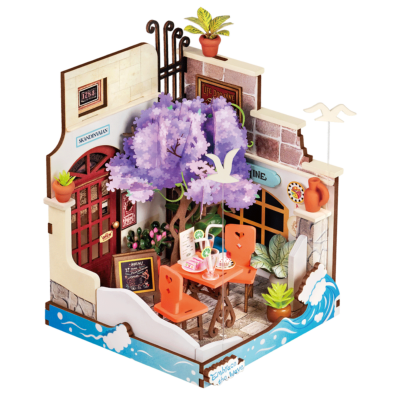 Kit Maquette Bois Univers miniature Restaurant Bord de Mer 12x10x10 cm 124 pièces DS039 Rolife