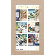 Calendrier mural Luxe 2026 Hokusai 12 illustrations 12 mois Doré Or chaud 29X49 cm Ed Desastre