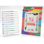 Marqueurs Acrylique Graph'It Go 12 couleurs Essential Double-Pointe Sans amorçage