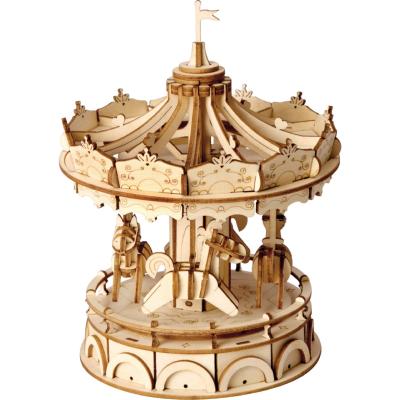 Maquette Bois Manège Carrousel 15 cm Puzzle 3D de 178 pièces TG404 Rolife