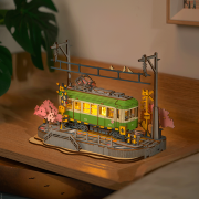 Kit Maquette 3D Puzzle Tram vert Sakura Journey 23x14x17 cm TGS02 Création Set Lumineux Rolife