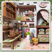 Kit Maquette Champs Elysées Florist 17x12x10 cm CWGC201 Boutique de Fleurs 3D avec Vitre anti-poussière Cutebee