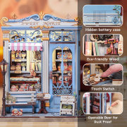 Kit Maquette Sweet Marie 20x15x16 cm CWGC207 Boutique Confiserie 3D avec Terrasse Cutebee