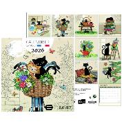 Calendrier mural 2026 Fans de Chatons Noirs 12 illustrations 16 mois 30X30 cm Bug Art Kiub
