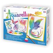 Kit Peinture Aquarellum Junior Oiseaux du paradis 4 Tableaux 18x25cm Sentosphère
