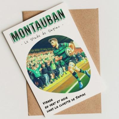 Carte postale Montauban Stade de Sapiac Rugbyman 10x15cm Collection 3 Hélidée