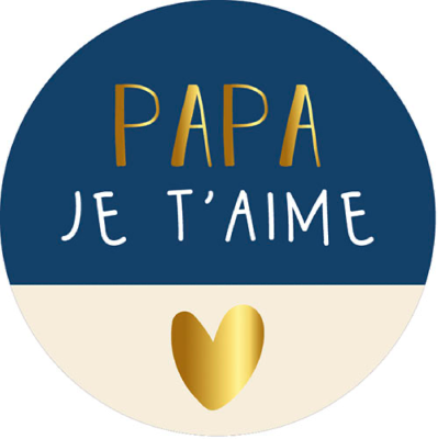 Magnet rond 56mm Petits Messages Papa Je t'aime Bleu Le Magnet Français