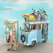 Carte 3D Le Van à la Plage Bicyclettes 16x16 Décor en relief avec enveloppe