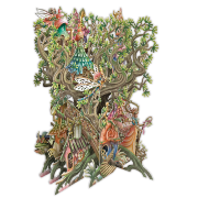 Carte 3D Arbre Maison des Fées 16x16 Décor en relief avec enveloppe