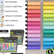 Marqueurs Acrylique Tooli Art 24 Couleurs vives Pointe 0.7mm extra-fine Set Confetti