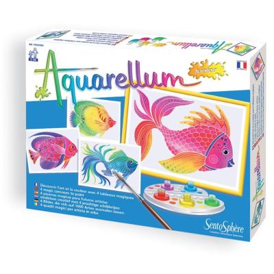 Kit Peinture Aquarellum Junior Poissons 4 Tableaux 18x25cm Sentosphère