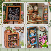 Kit Maquette Champs Elysées Florist 17x12x10 cm CWGC201 Boutique de Fleurs 3D avec Vitre anti-poussière Cutebee