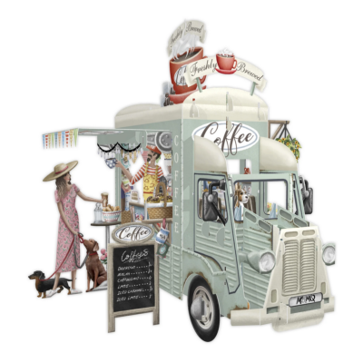 Carte 3D Camion Coffee 16x16 Décor en relief avec enveloppe