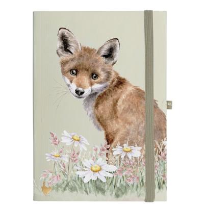 Carnet souple de luxe Renard 15x21cm ligné Elastique et Ruban marque-page Dorures Wrendale