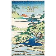 Calendrier mural Luxe 2026 Hokusai 12 illustrations 12 mois Doré Or chaud 29X49 cm Ed Desastre