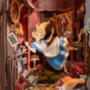 Kit Maquette Book Nook à fabriquer Alice au Pays des Merveilles 20x15x25cm TGB12 Serre-livres Alice 3D miniature Rolife