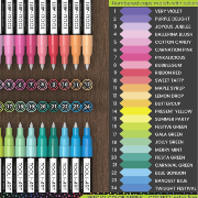 Marqueurs Acrylique Tooli Art 24 Couleurs vives Pointe 0.7mm extra-fine Set Confetti