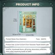 Kit Maquette Book Nook Muse Bookstore 17x12x10 cm Librairie vert clair 3D avec Porte Cuteebee