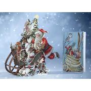 Carte Noël 3D Traineau Bois du Père-Noël 16x16 Décor en relief avec enveloppe