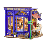 Kit Maquette 3D Salon de Thé Bleu miniature à fabriquer 24x28x16 cm DG171 Rolife