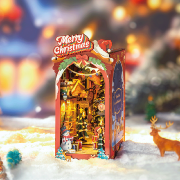 Kit Maquette Book Nook à fabriquer Scène de Noël Christmas Street 13x19x25 cm TGC06 Serre-livres 3D miniature Rolife