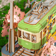 Kit Maquette 3D Puzzle Tram vert Sakura Journey 23x14x17 cm TGS02 Création Set Lumineux Rolife