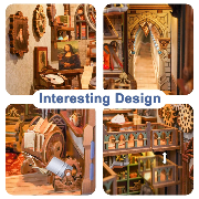 Kit Maquette Book Nook Leonard de Vinci 27x19x11 cm TQ135 Serre-livres 387 pièces Miniature 3D  ToneCheer