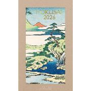 Calendrier mural Luxe 2026 Hokusai 12 illustrations 12 mois Doré Or chaud 29X49 cm Ed Desastre