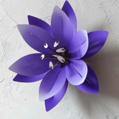 Kit de fabrication 1 Fleur en Papier Violet H 9 cm x 19 cm Assembli