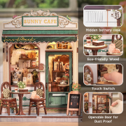 Kit Maquette Sunny Café 20x15x16 cm CWGC208 Boutique Café 3D avec Terrasse Cutebee