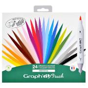 Feutres Graph'It Brush 24 couleurs Essential Marqueurs à Alcool Double-Pointe Pinceau et Fine