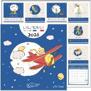 Calendrier mural 2026 Le Petit Prince Bleu 12 illustrations 16 mois 30X30 cm Kiub