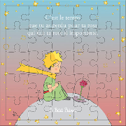 Carte Puzzle Le Petit Prince 25 pièces Rose avec Carte et Enveloppe 17x17 cm Kiub