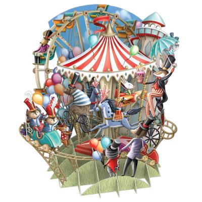 Carte 3D Carrousel en Fête 16x16 Décor en relief avec enveloppe