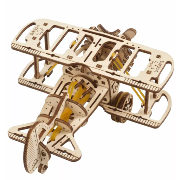 Ugears Maquette Bois Avion Bi-plan 15cm Puzzle 3D Mécanique 84 pièces